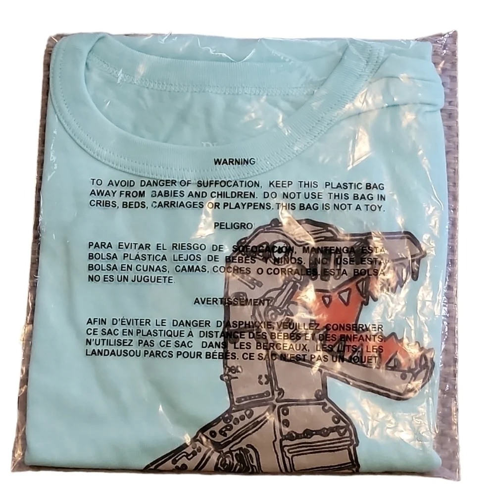 Boys Robo Dino Graphic Tee - Mellow Aqua. New with tags
